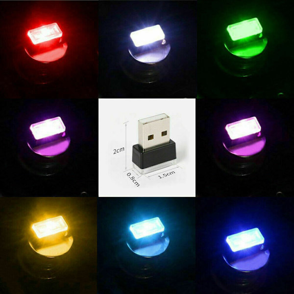 1* USB LED-bilinredning Neon Atmosfär Ambient Lamp Bulb