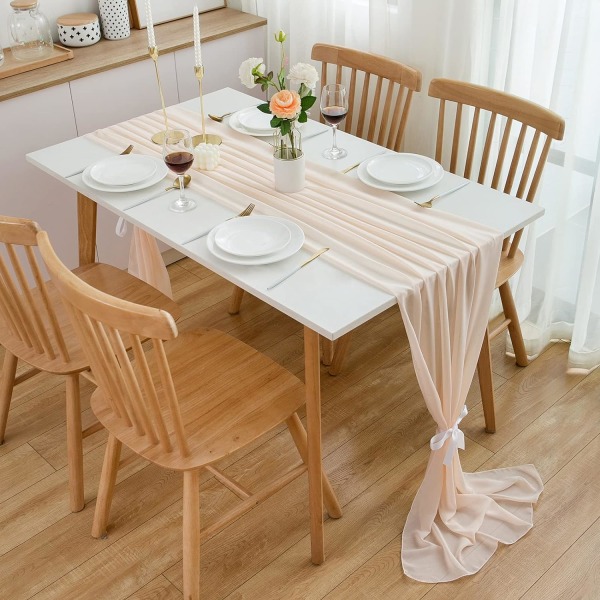 Champagne Chiffon Bordslöpare - 70cm x 3m - Bröllopsbordsdekoration