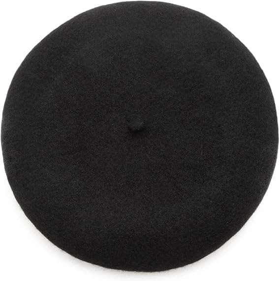 Dam ull fransk basker mössa mössa vinterhattar floppy mössa (svart