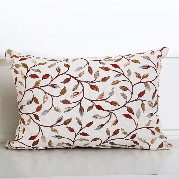 2pcs 13inch Classical Embroidery Jacquard Beige Leaf Pattern Square Decorative Throw Pillow Case Cushion Cover