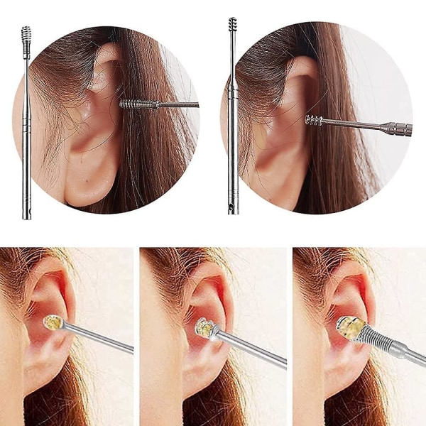 7 delar öronrengöringsverktyg, öronplockare öronrengöringsmedel i rostfritt stål öronvaxborttagare med liten rengöringsborste