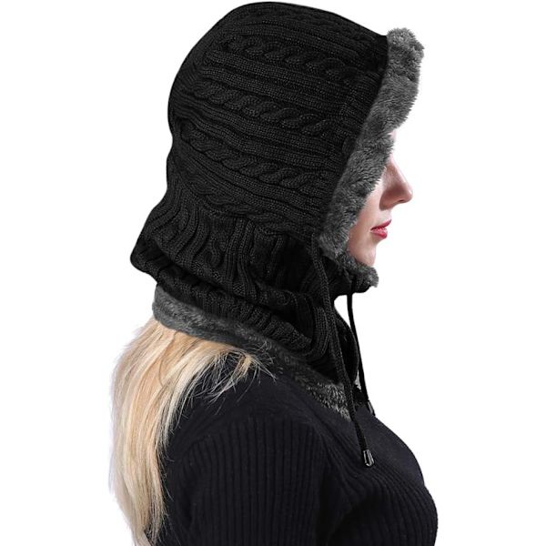 Dame Vinterhue Strikket Balaclava Skihue Plysforet Hue Cov