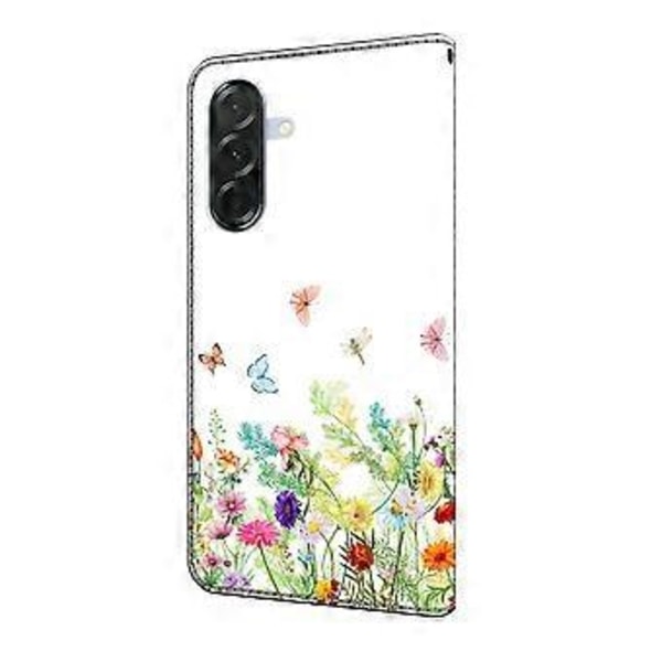 Samsung Galaxy A16 5G/ 4G Nahkakotelo Kuviopainatus Lompakko Jalustalla Käännettävä Puhelinkotelo Flowers and Grass