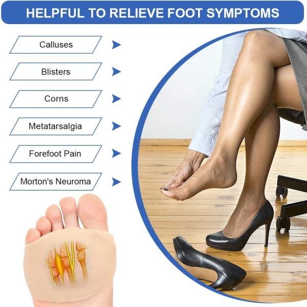 Metatarsal pude, 2 stk. gel plantar pude fodpude callus puder og blære, metatarsal puder til kvinder mænd støtte metatarsalgi, Mortons neurom