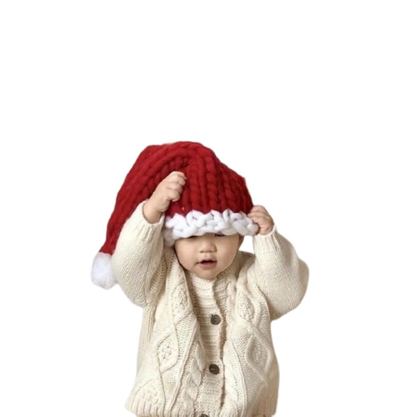 Tykk julelue i ull, klassisk farge, barnestørrelse