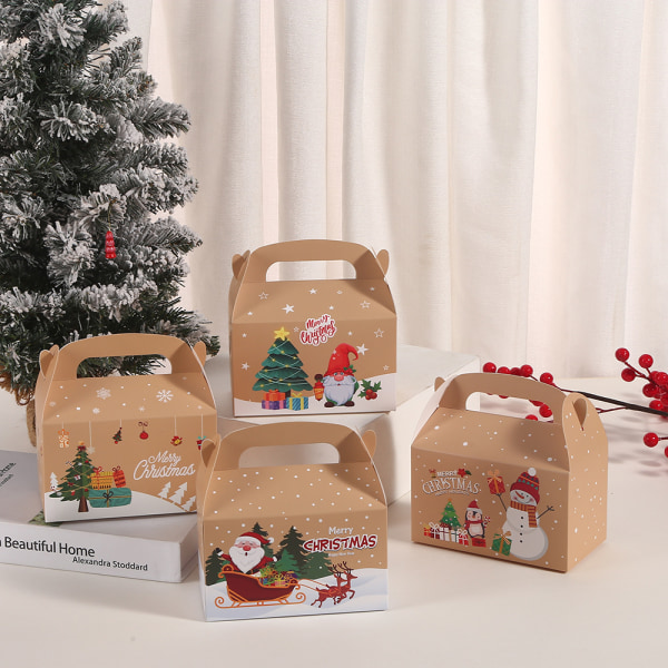 12 pakke, 4 figurer Julebarnehage dekorativ emballasjeboks