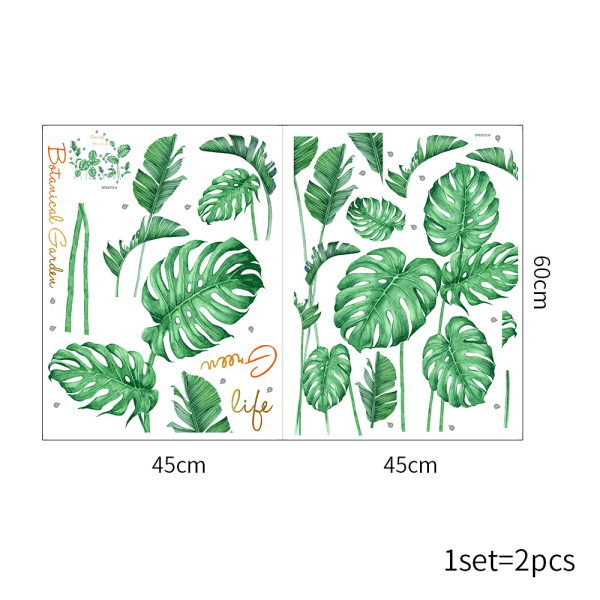 Tropical Plant Wall Stickers Wall Sticker, Green Palm Leaf