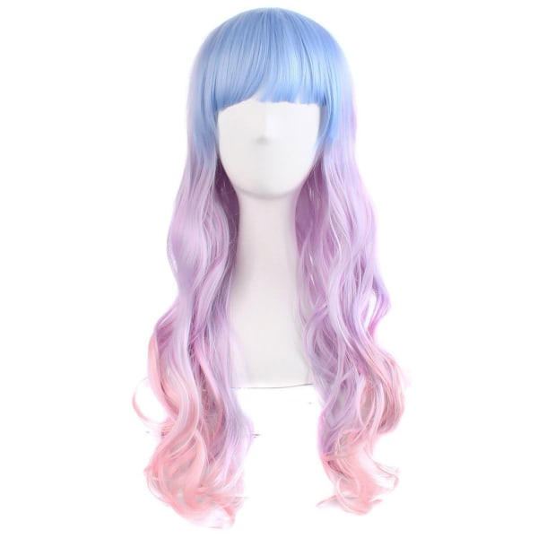 Lolita Cosplay Multicolor Wavy Party Peruk (Ljusblå/Ljuslila/Rosa)