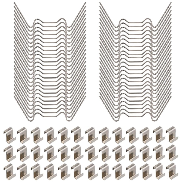 100 kpl kasvihuoneen lasiklipsit, ruostumattomasta teräksestä valmistetut kasvihuoneen lasilevyjen kiinnitysklipsit, sisältää 50 kpl lasitusklipsit W-lanka-klipseillä