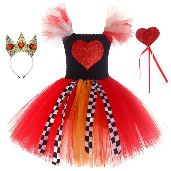 In Wonderland Alice Queen Of Hearts Cosplay Tutu Cosplay Girls Dress（XXXL(11-12Y)）
