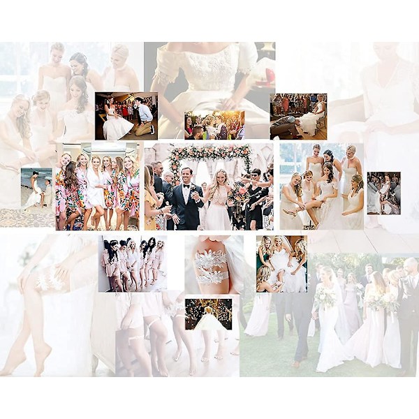 Bryllupsstrømper til brud Daisy Lace Bridal Strømpe Håndsyet Faux Perler Strømpe Sæt 2 Stykker, Hvid, One Size