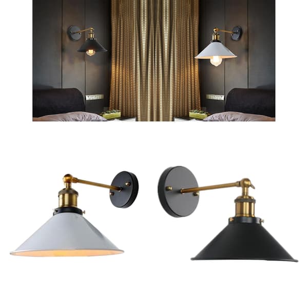 Sæt med 2 Retro Sorte Paraply Væglamper Retro Industriel Stil W