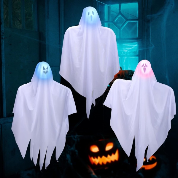 3 kpl Halloween-haamu-koristeita, Halloween-riipus-haamun valo