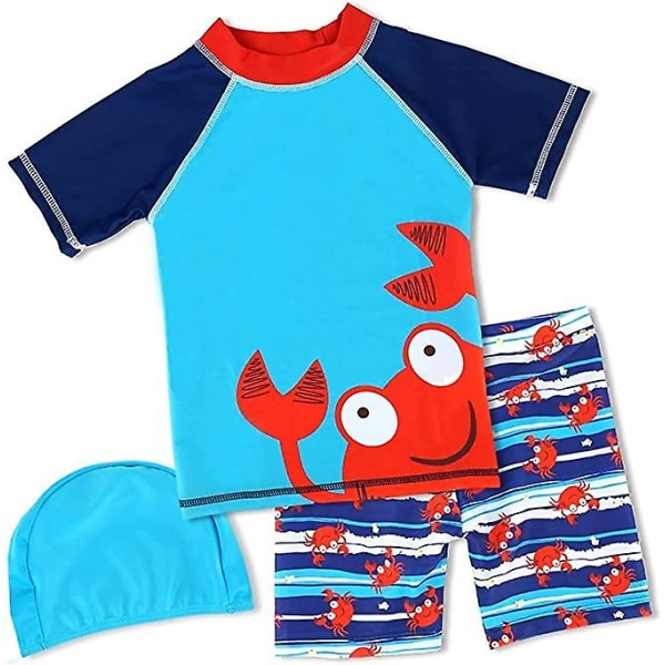 Baby Boys Tvådelad Baddräkt Baddräkt för toddler Strandbadkläder Set Upf 50+ Rash Guard Sunsuit