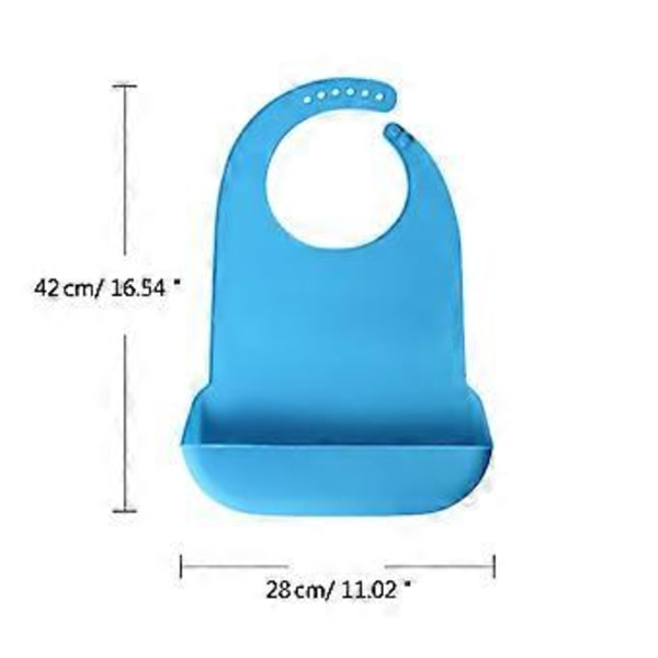 Matkvalitet Silikon Vuxen Haklapp Vattentät Rapduk med Matfångare Del 3D Solid Äldre Matningsförkläde Ljusblå Light Blue