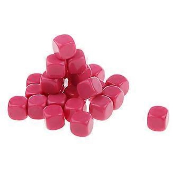 Pakkaus, jossa 25 kpl tyhjiä neliön muotoisia DIY D&D -roolipelikuutioita, kuusisivuisia D6-noppia (Fuksia) Fuchsia