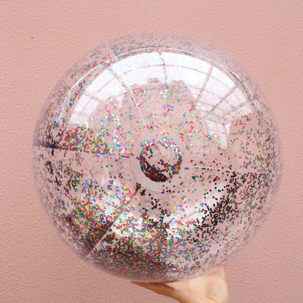 2-pack uppblåsbara glitterstrandbollar 24\" 16\" Jumbo poolleksaker Bal