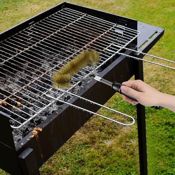 1PC Triangulär Grillborste i Mässing 360° Rengöring, Rostfritt Stål