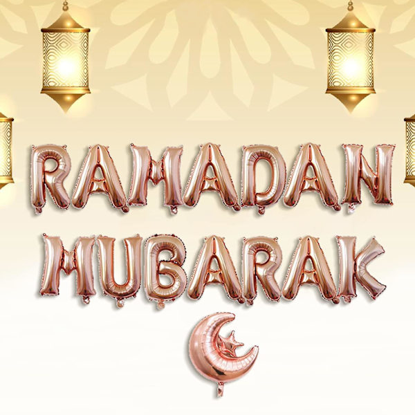 Ramadan Mubarak -koristeilmapallot, Ramadan Mubarak -kirjain kuufolioilmapallobannerisetti kotiin ja puutarhaan
