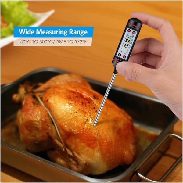Matlagningstermometer Köks Termometer Kött Termometer Ultra-Lång Direktläsningssond med °C/°F Knapp - Grill, BBQ, Biff, Godis, Mjölk, Vattenbad Bakverk