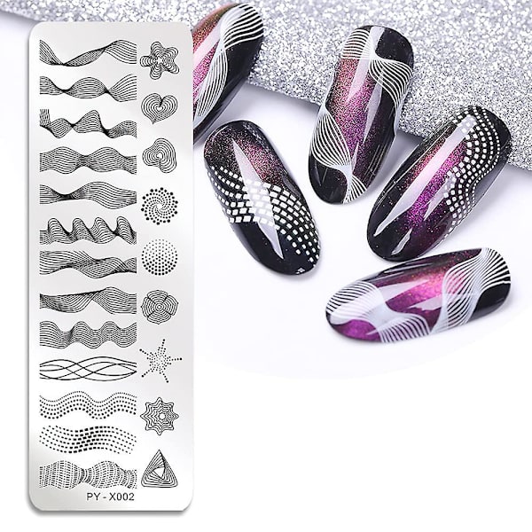 6 stämpelplattor nagelkonst set blomma minimalistisk geometriska linjer bladmönster tema bild diy nagelkonst stämpelplatta stämpel