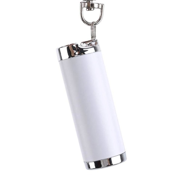 Metallisk Bärbar Rund Askkopp Mini Fickaskkopp Kreativ Nyckelring Utomhus Cigaretter Askkopp Med Lock Nyckelring Cylinder (Vit)