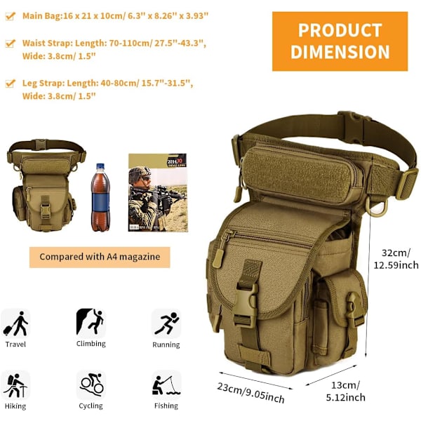 Benpose Thigh Bag Military Tactical Molle Multi-Function taske til
