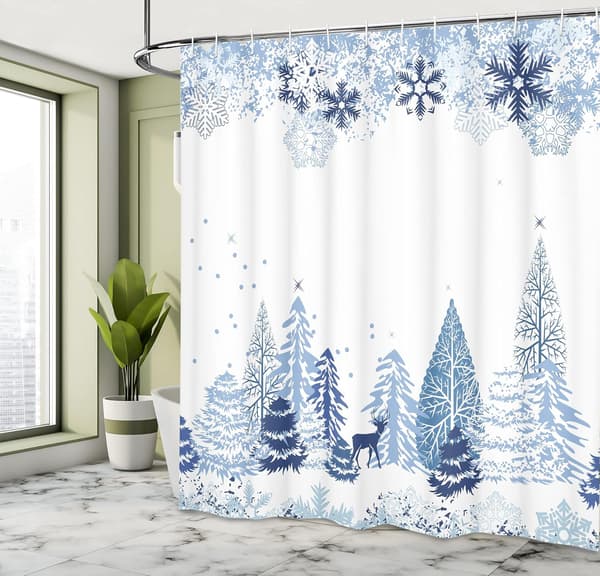 x Vattentät Polyester Jul Duschdraperi med Krokar (180*2
