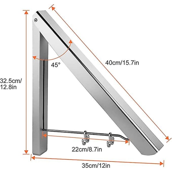 Væghængt tørrestativ til vaskeri, sammenklappelig vægmonteret tøjstativ, aluminium, opbevaringsarrangør til hjemmet