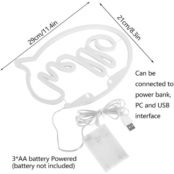 Neon-kyltti, Hello Neon-valot LED Neon-valot Makuuhuone USB tai Paristo