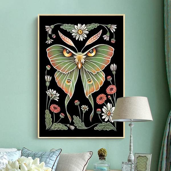 Diamantmålningssatser för vuxna, 5D diamantmålning Luna Moth,