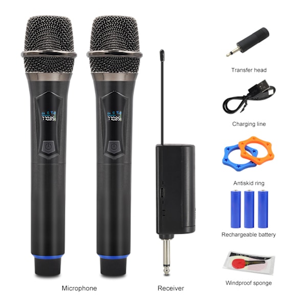 Trådløs mikrofon Dual Cordless Metal Dynamic Mic System
