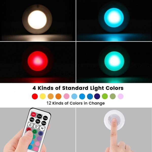 Garderobslampa Garderobslampa LED-fjärrkontroll Dimbar kökslampa Skåp Ljus Vägglampa per batteri (6-pack)