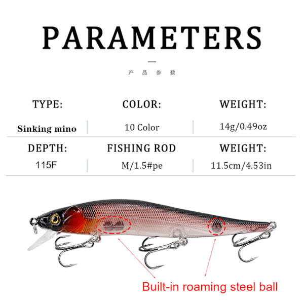 Keinotekoinen viehe Spin Jig -setti 6g Bass -viehe 10 kpl Satunnainen tyyli