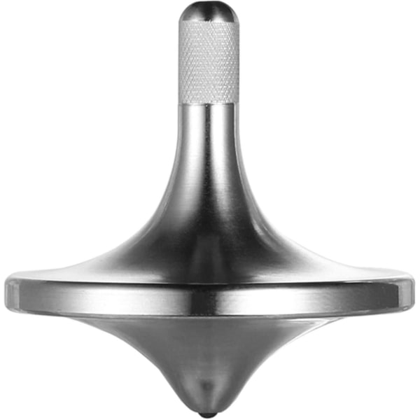 Rostfritt stål snurrande topp, premium utsökt perfekt balans välgjord metall skrivbord EDC liten fidget leksak (silver, liten diameter 24mm)