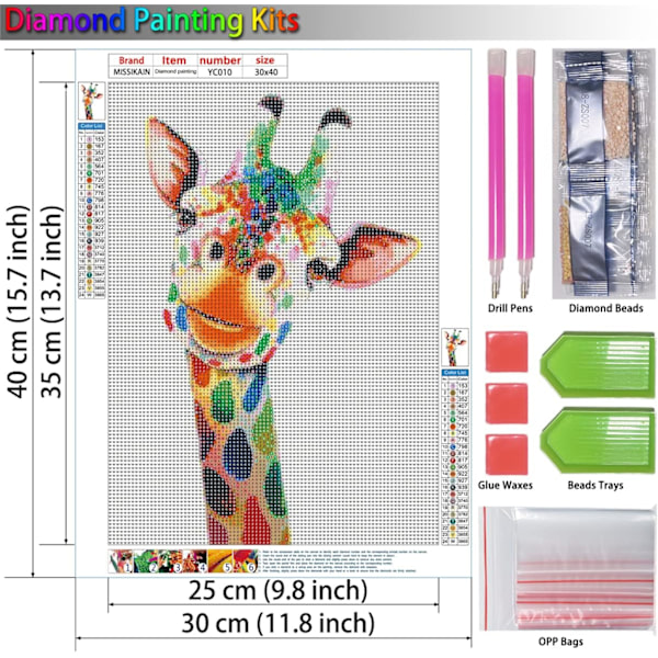 Hymyilevä kirahvi timanttimaalaus, 5D DIY eläin timanttimaalaus