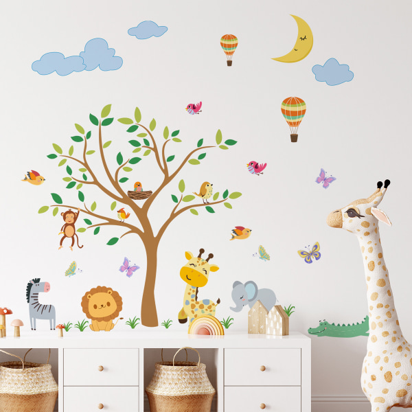 Animal Wall Decals Forest Tree Wall Sticker Fox Squirrel Deer Wal