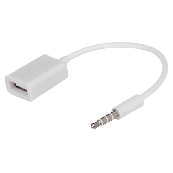 Svart USB Aux Audio Kabel Adapter 3,5 mm Hann Jack Plugg til 2,0 Hunn