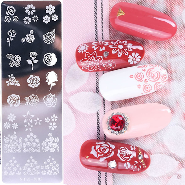 4 st Nail Art-plattor, med 1 klar buffert, 1 skrapa, Nail Art To