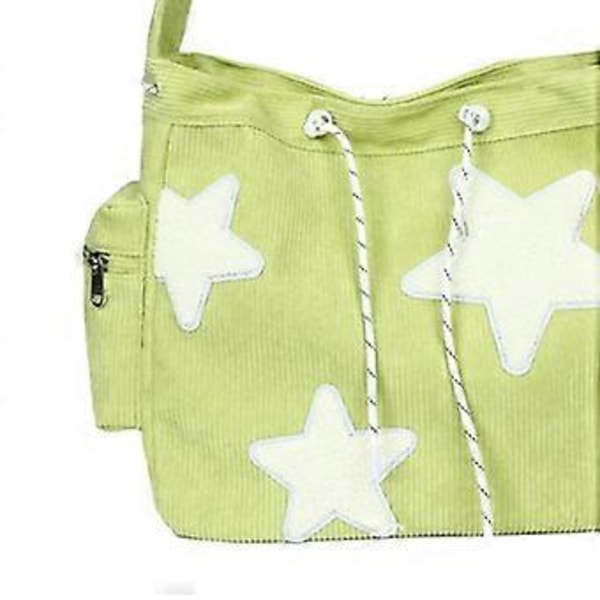 Axelväska för Kvinnor Corduroy Crossbody Väska Stilren Påse Portabel Handväska Satchel (Grön) Green
