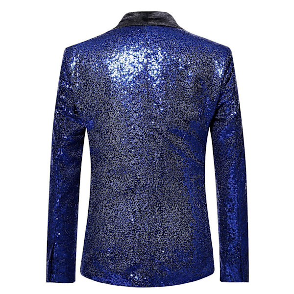 Herre Sequin Casual Blazer Fest Bryllup Høst Vinter Vanlig Frakk Casual Jakke（L Blå）