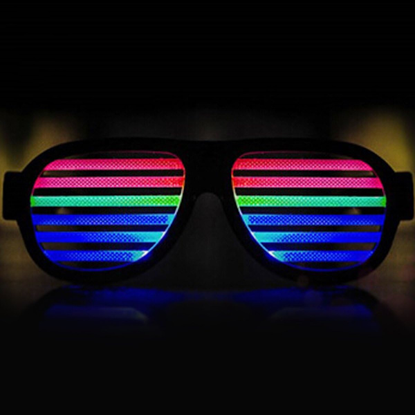 Glowseenin valaistuvat suljinlasit - Ääniherkät - USB-ladattavat Rave-lasit - Musta
