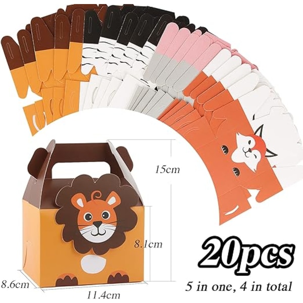 20pcs Animal Party Bags, Paper Gift Bags, Small Paper Bags for Ki