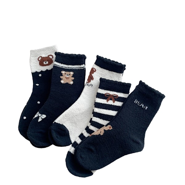 10 par barnsockor, korallfleece spets, knästrumpor