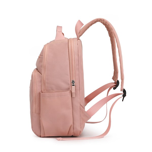 Enkel og allsidig dame-reisesekk med stor kapasitet, uformell mote, vanntett nylonryggsekk, populær vestlig stil ryggsekk (rosa)