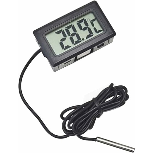 LCD Temperatursensor Køleskab Akvarium Temperatur Termometer Digitalt Display Termometer Modstandsdygtig Anti-interferens Termometer Temperaturområde -50110°C (Sort)