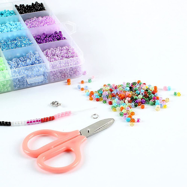 Glass Seed Beads, Letter Beads With Lobster Clasp Elastic Cords, Open Jump Ring And Packaging Box, Used For Jewelry