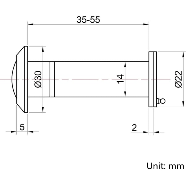 14mm dørspion med 200° vidvinkel til 35-55mm dørtykkelse med privatlivsdæksel - børstet nikkel