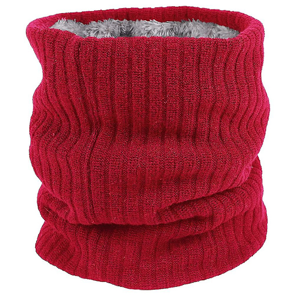 Fleece-kaulansuojus, termiset snoodit, unisex, paksut talviset kylmän sään neulotut pyöreät huivit pyöräilyyn, moottoripyöräilyyn ja urheiluun (punainen)