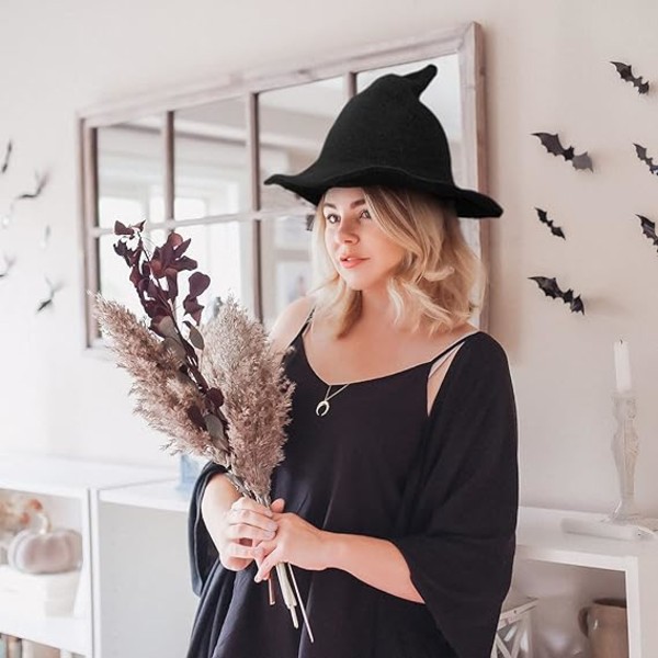 Kvinnors stickade ullhäxhattar för Halloween Maskerad Cosplay